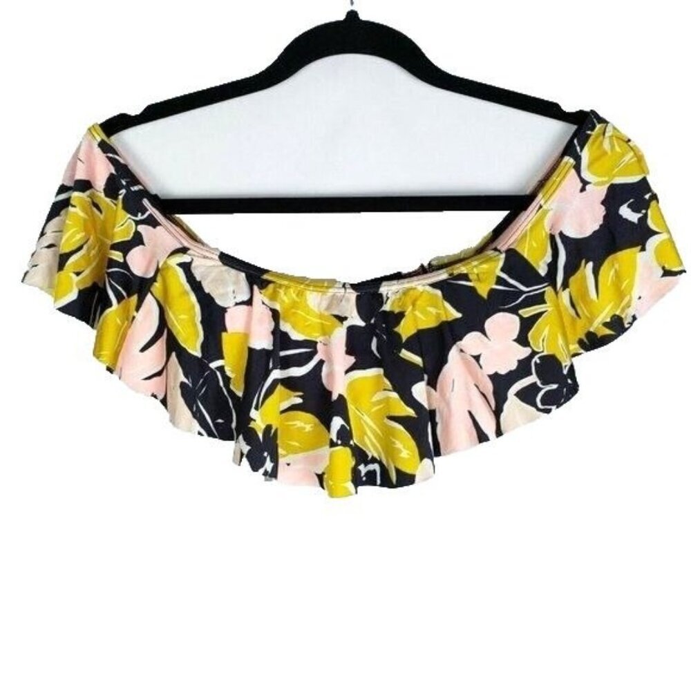 Cotton On Body Ruffle Off Shoulder Swim Bikini Top Floral Navy Piink Yellow